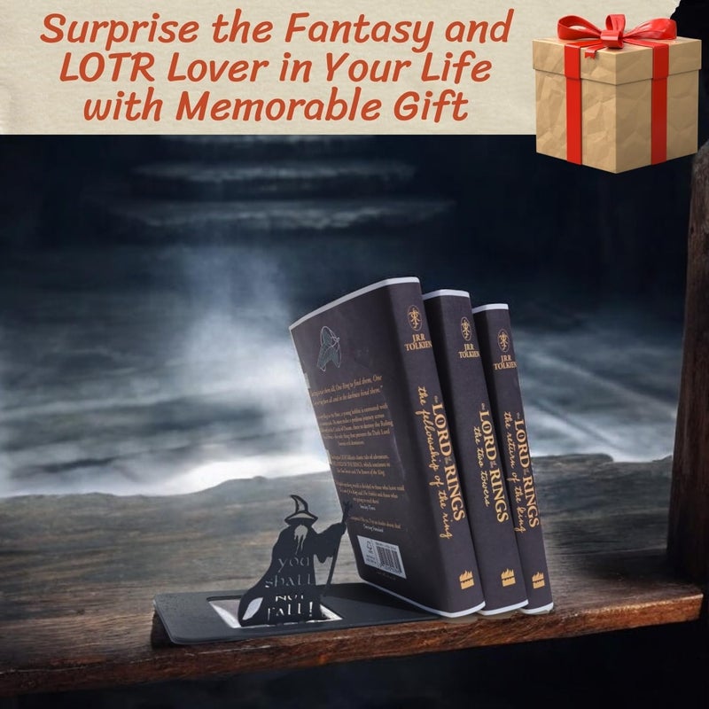 Renovatio Black Metal Bookend – Sturdy, Non-Slip Minimalist Bookends with Non-Skid Base for Shelves – Unique Geeky Decor for Home, Office & Kids Room – LOTR - Image 5